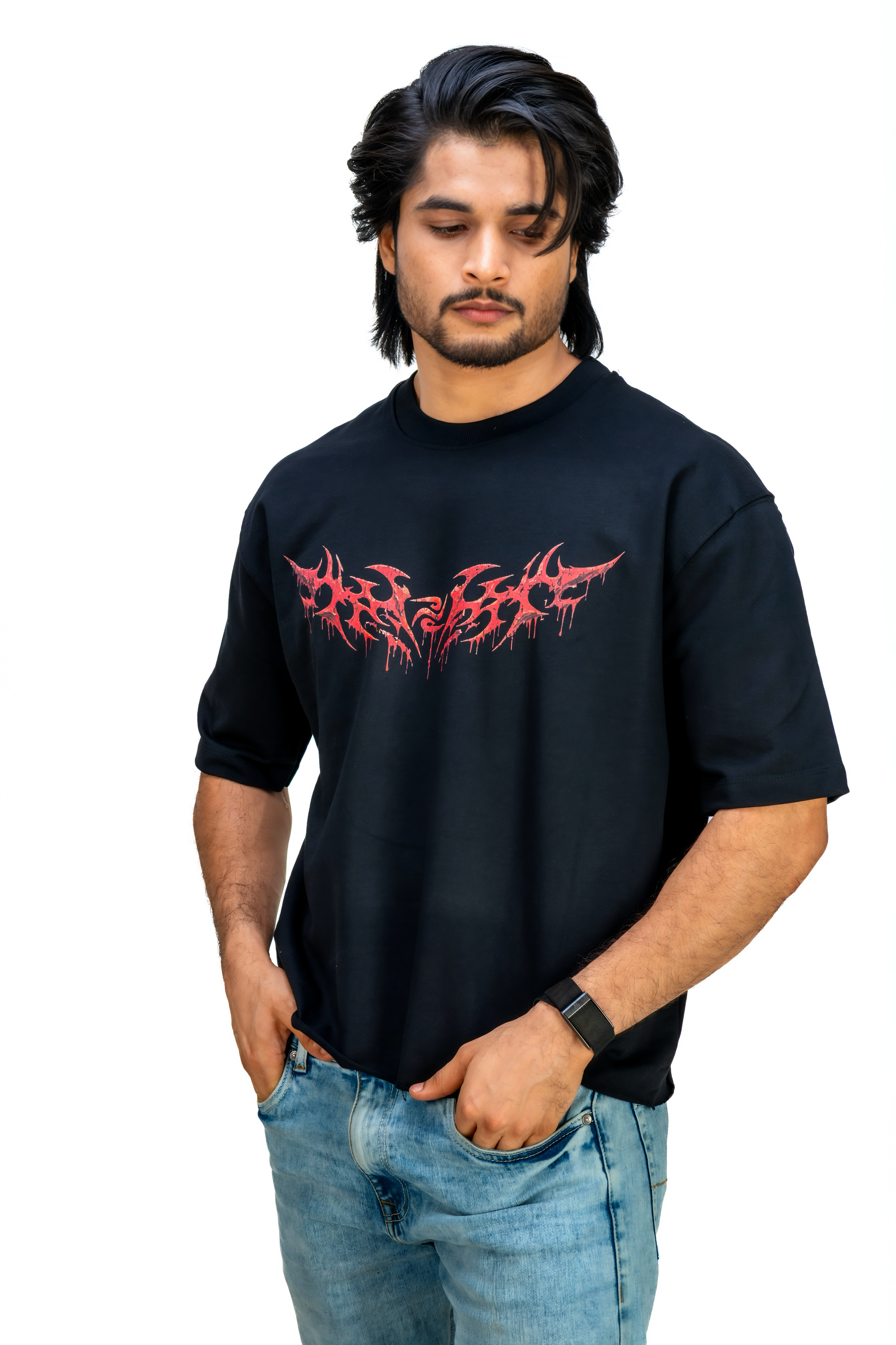 Black — Fighter's Den T-Shirt model front