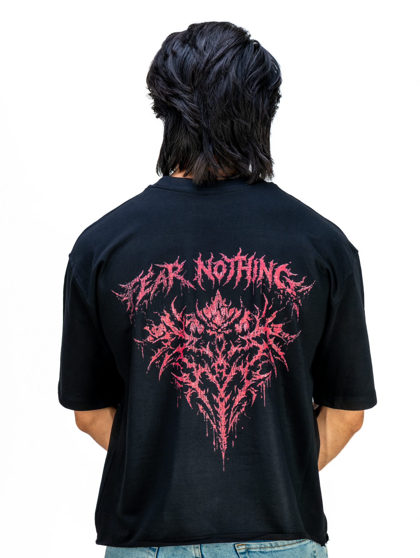 Black — Fighter's Den T-Shirt model back 2