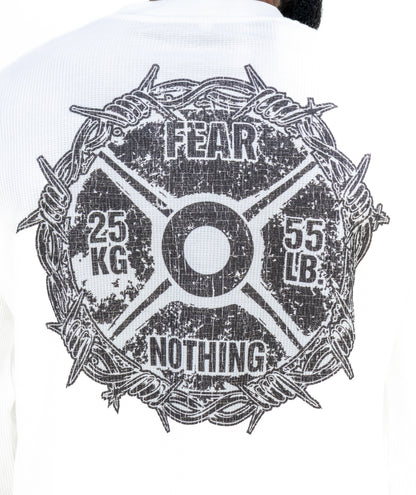 Off White — Barbell Pain Waffle T-Shirt model close up
