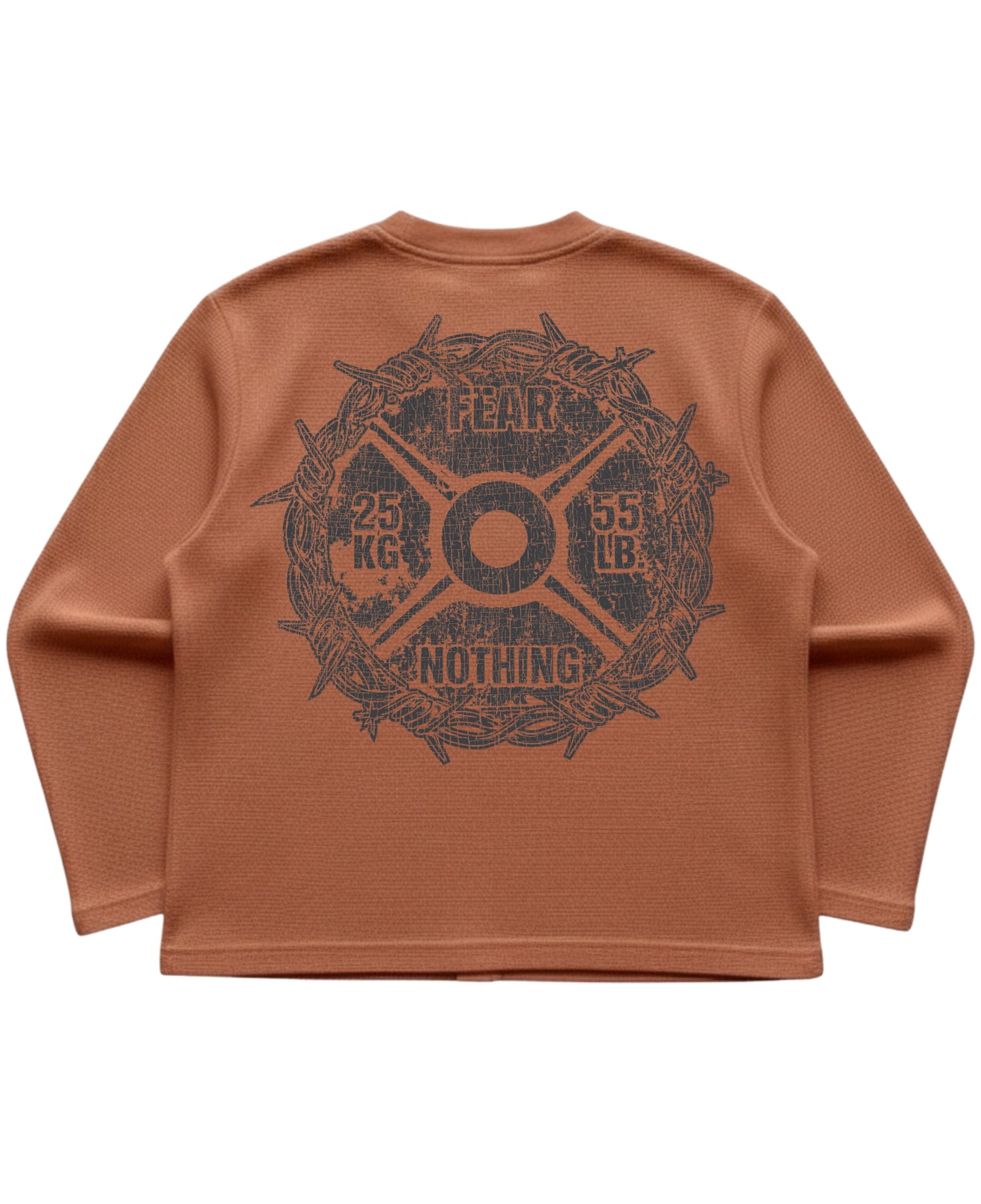 Brown waffle knit oversized full-sleeve Back Design