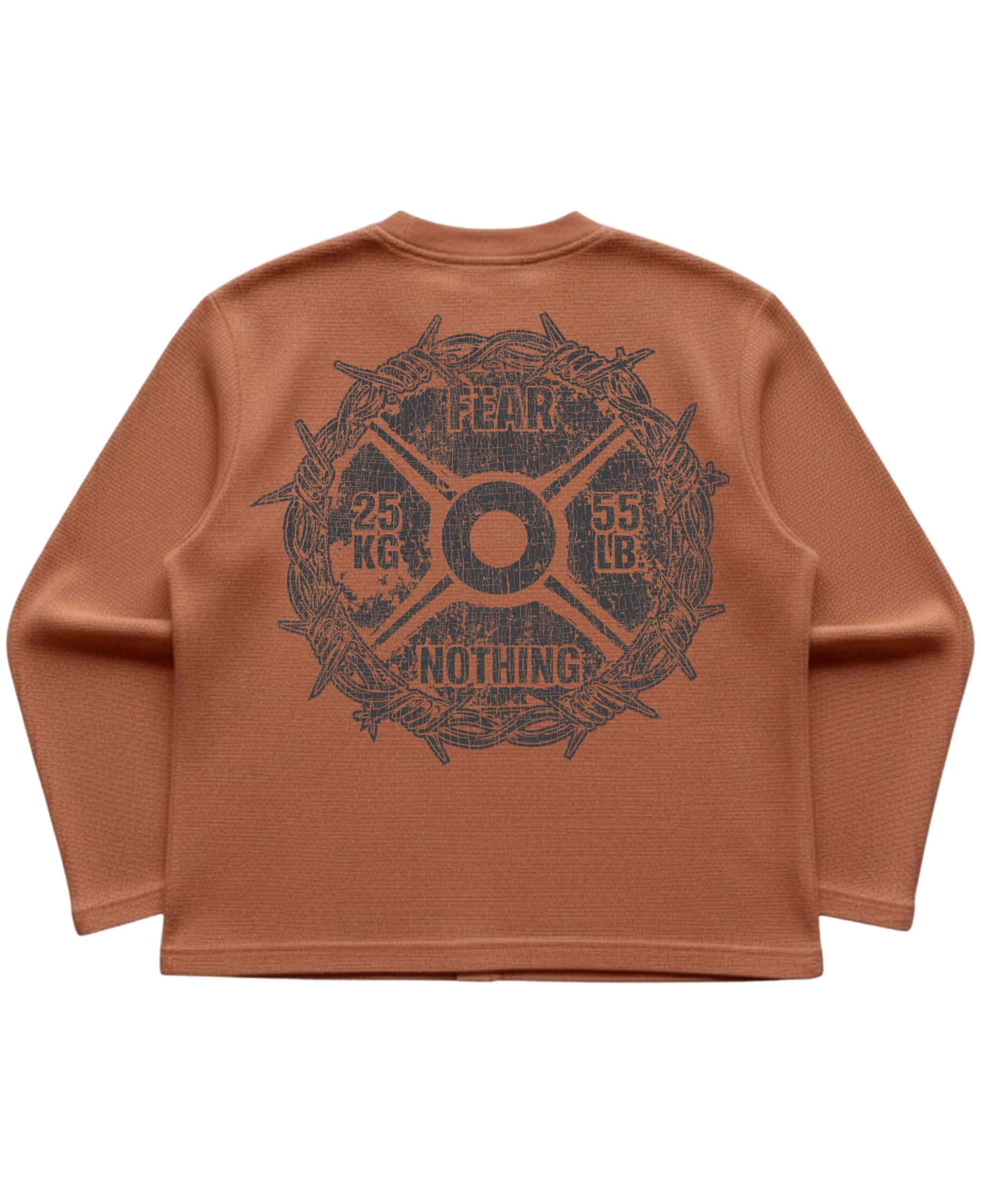 Brown waffle knit oversized full-sleeve Back Design