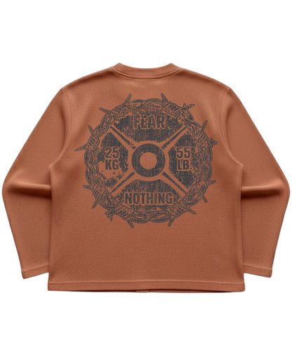 Brown waffle knit oversized full-sleeve Back Design