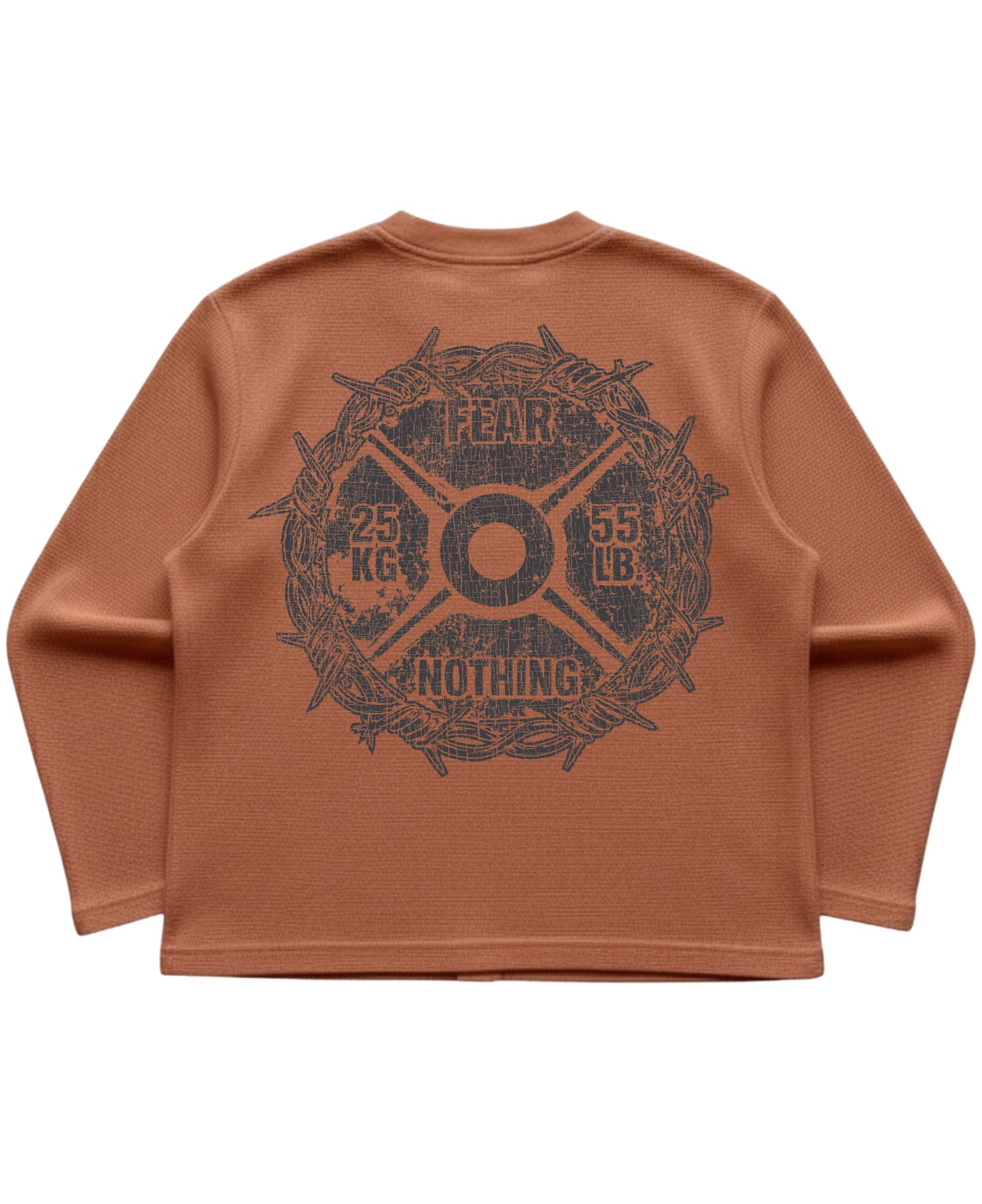Brown waffle knit oversized full-sleeve Back Design
