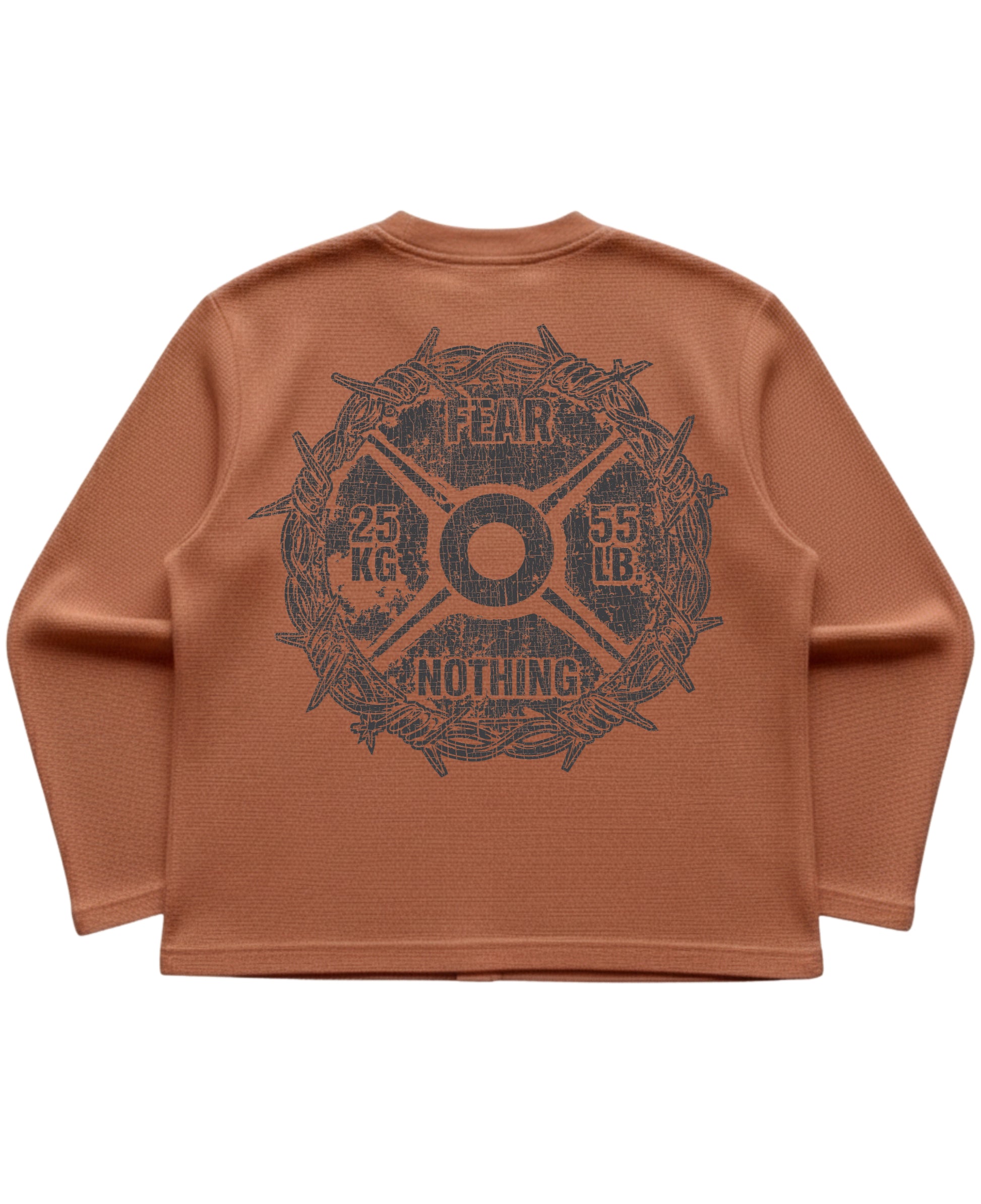Brown waffle knit oversized full-sleeve Back Design