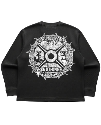 Black — Barbell Pain Waffle T-Shirt back