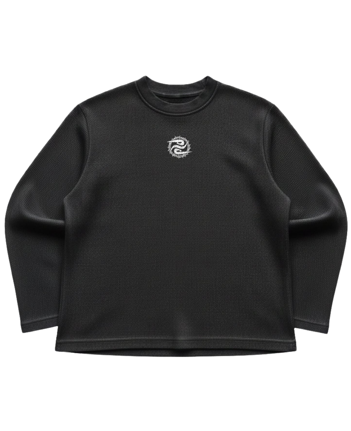 Black — Barbell Pain Waffle T-Shirt front