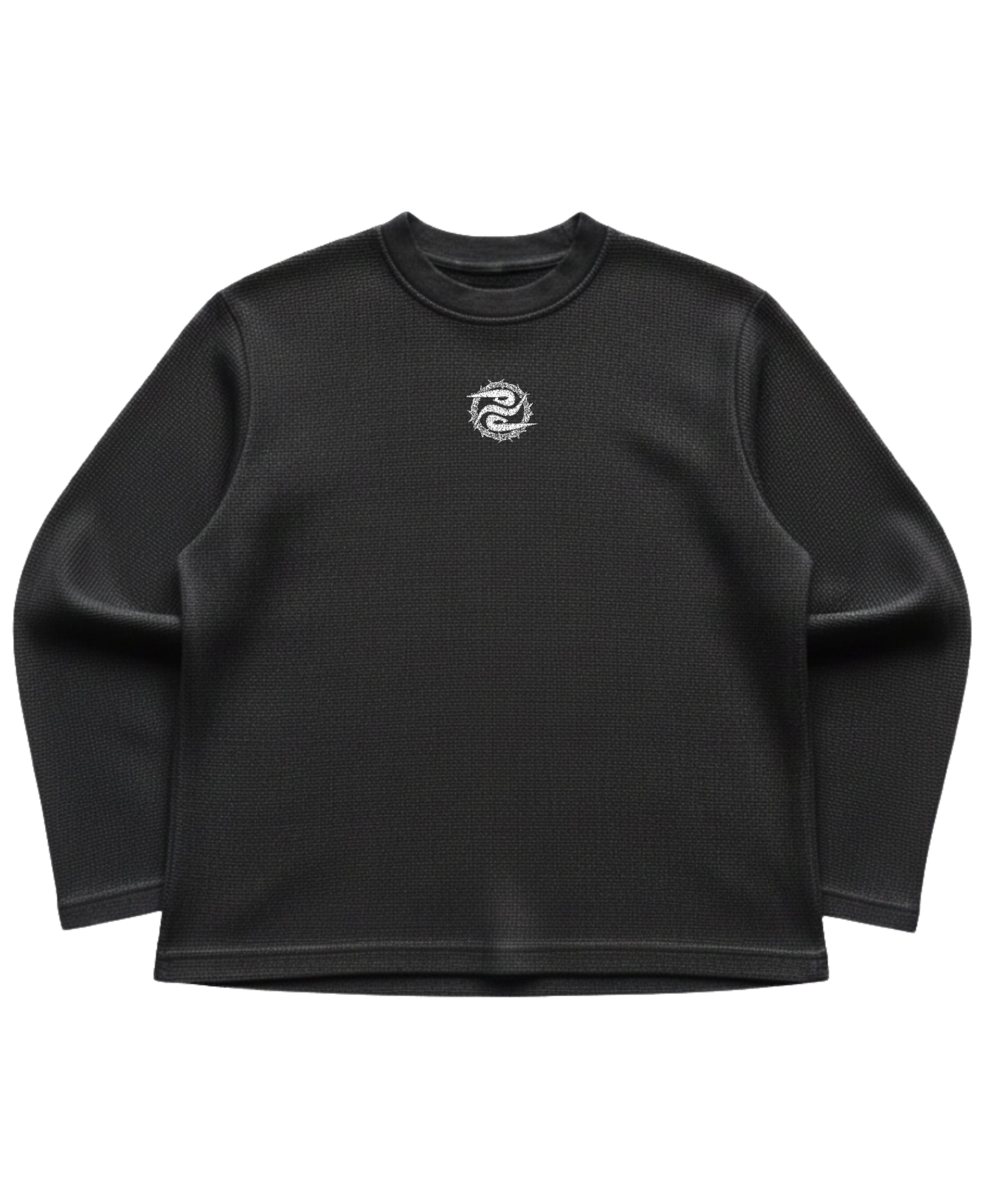 Black — Barbell Pain Waffle T-Shirt front