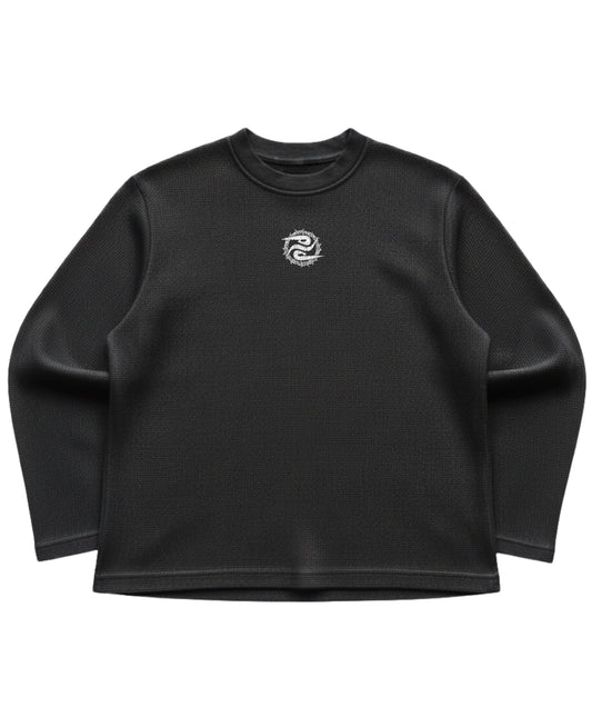 Black — Barbell Pain Waffle T-Shirt front