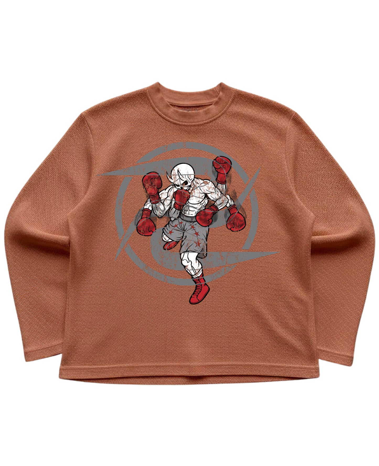 Brown waffle knit oversized full-sleeve Front Design