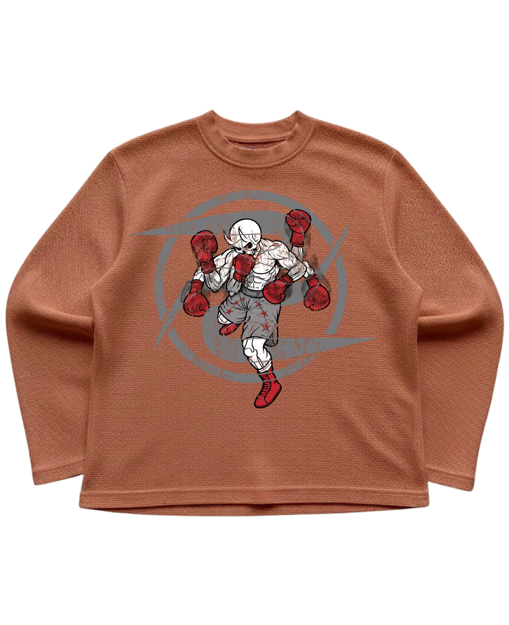 Brown waffle knit oversized full-sleeve Front Design
