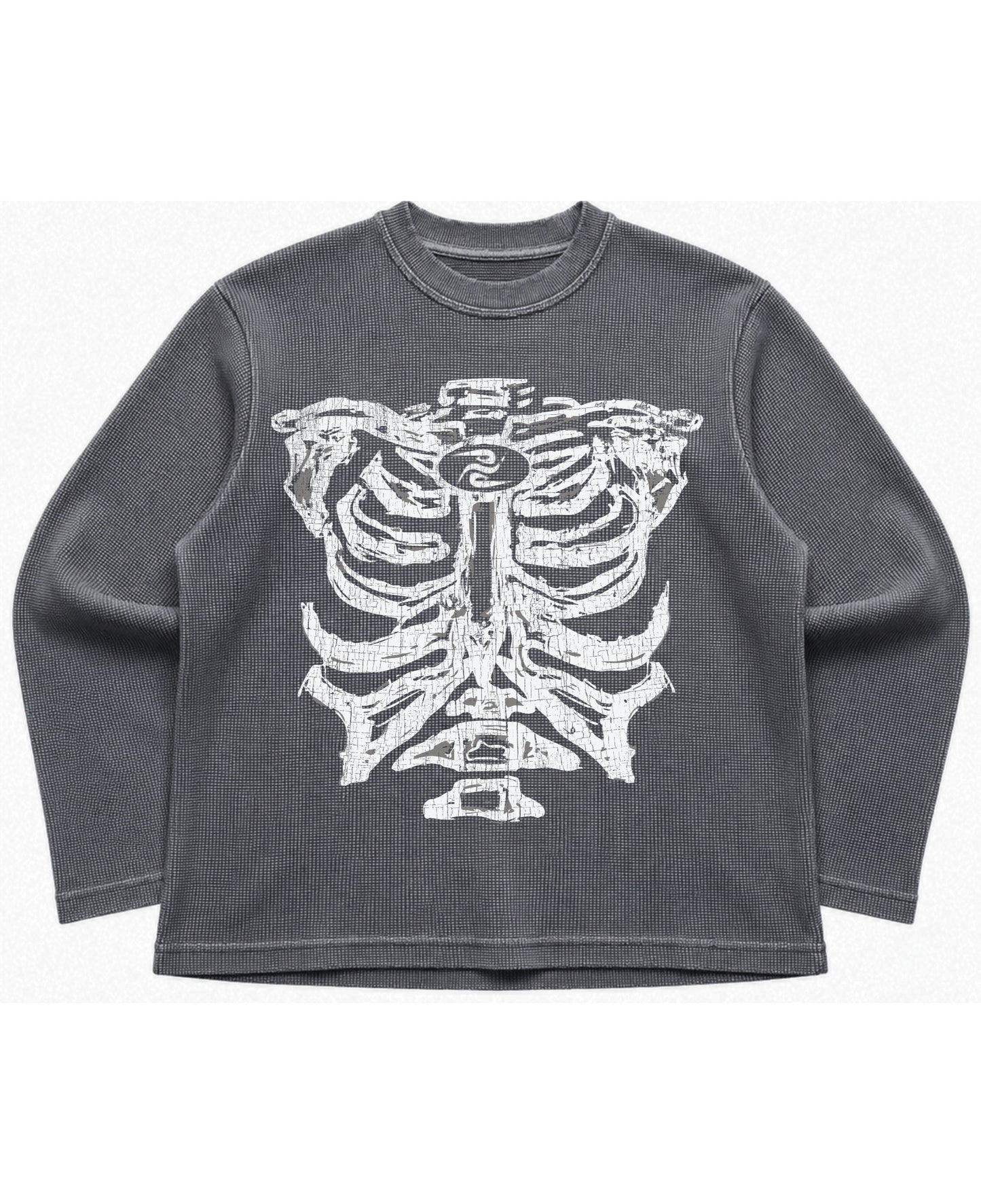 Acidwash waffle knit oversized full-sleeve Front Design
