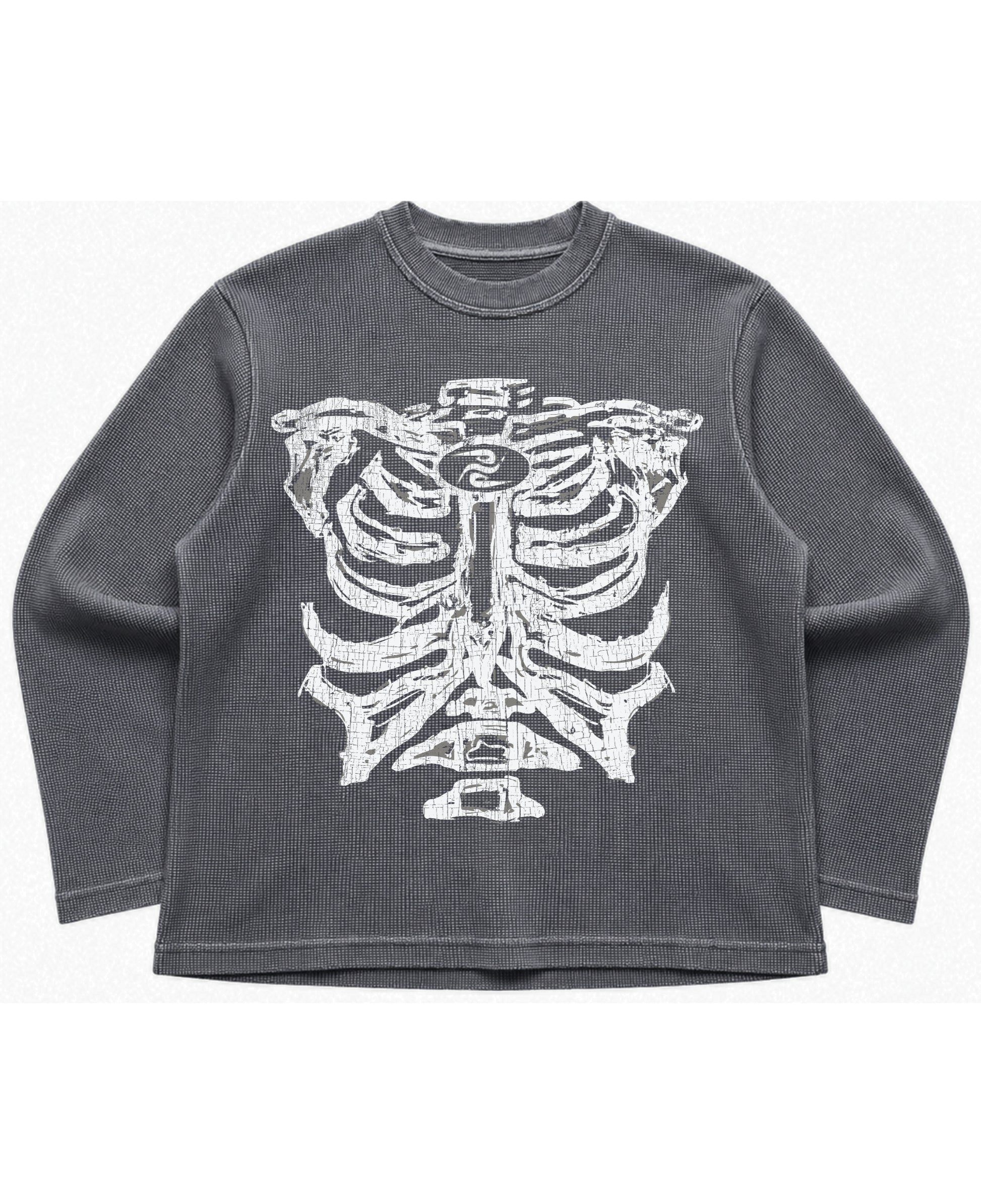 Acidwash waffle knit oversized full-sleeve Front Design