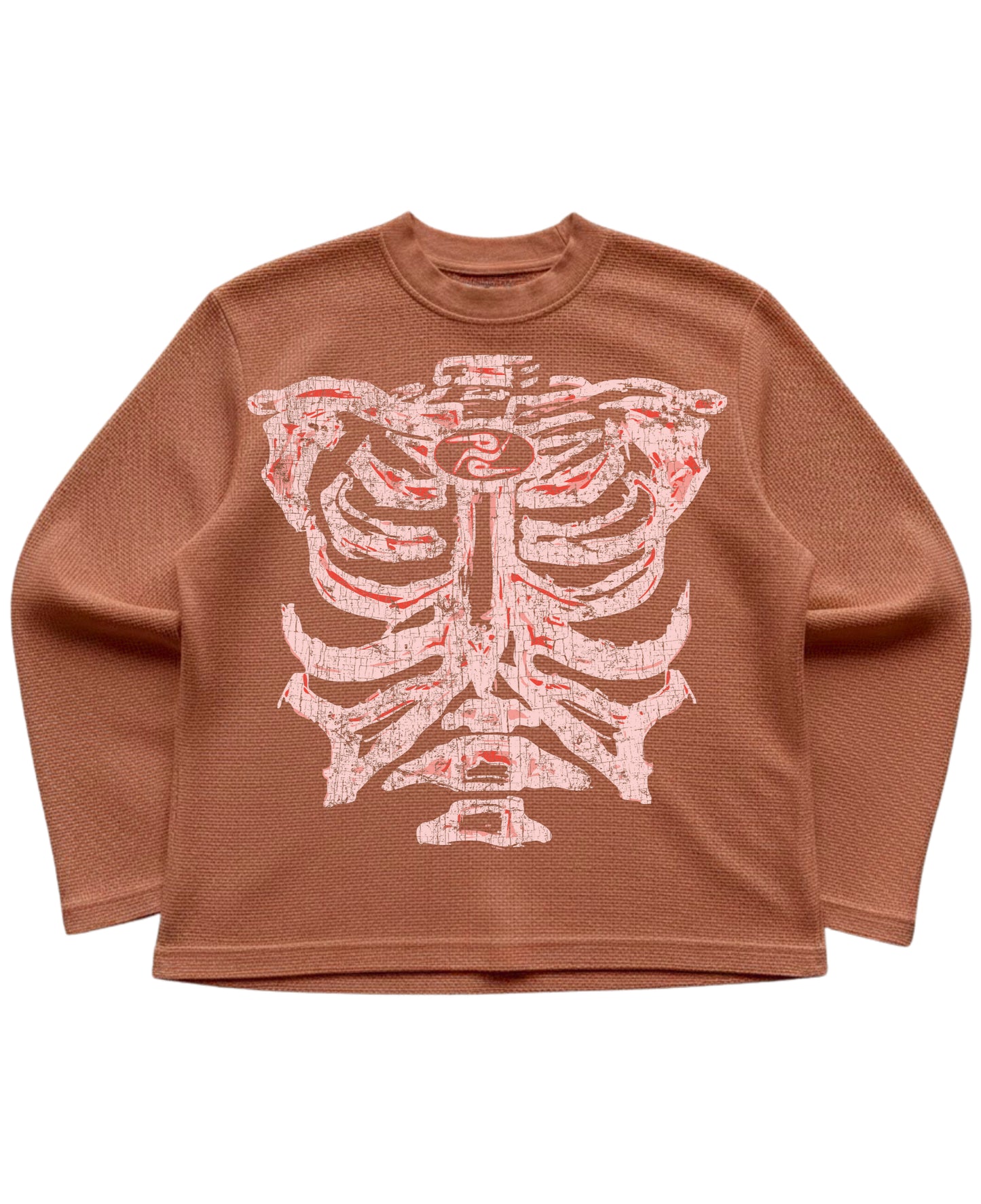 Brown waffle knit oversized full-sleeve Front Design