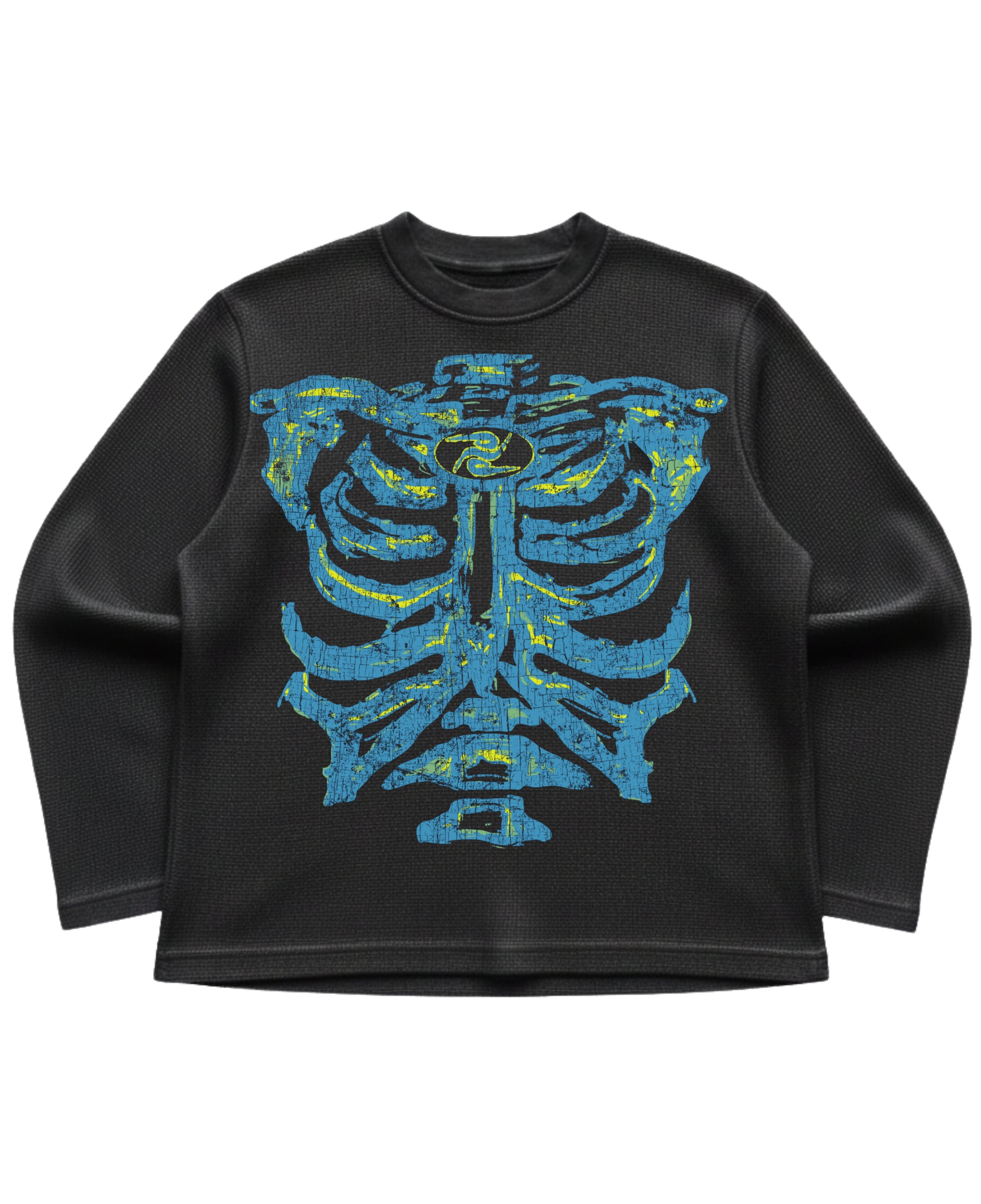 Black waffle knit oversized full-sleeve Front Design