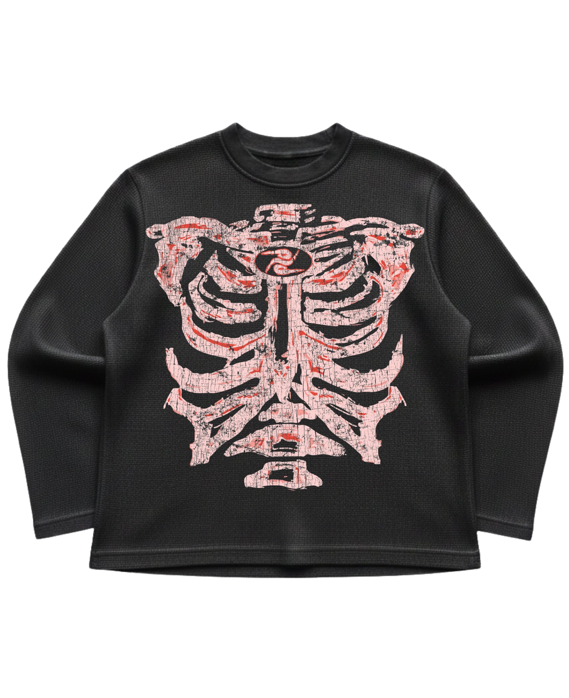 Black waffle knit oversized full-sleeve Front Design