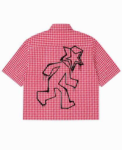 Red Picnic Oxford Boxy Shirt Back Design