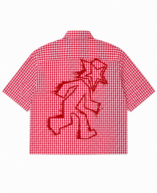Red Picnic Oxford Boxy Shirt Back Design
