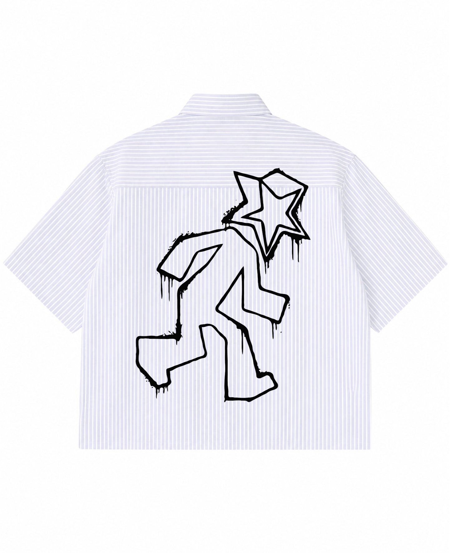 Blue Striped Oxford Boxy Shirt Back Design