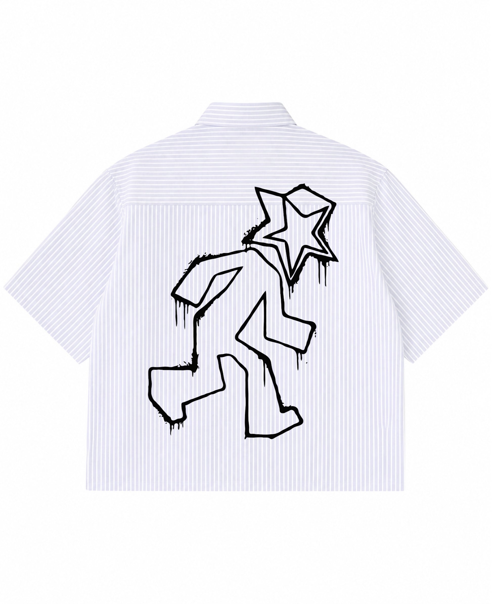Blue Striped Oxford Boxy Shirt Back Design