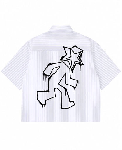 Blue Striped Oxford Boxy Shirt Back Design