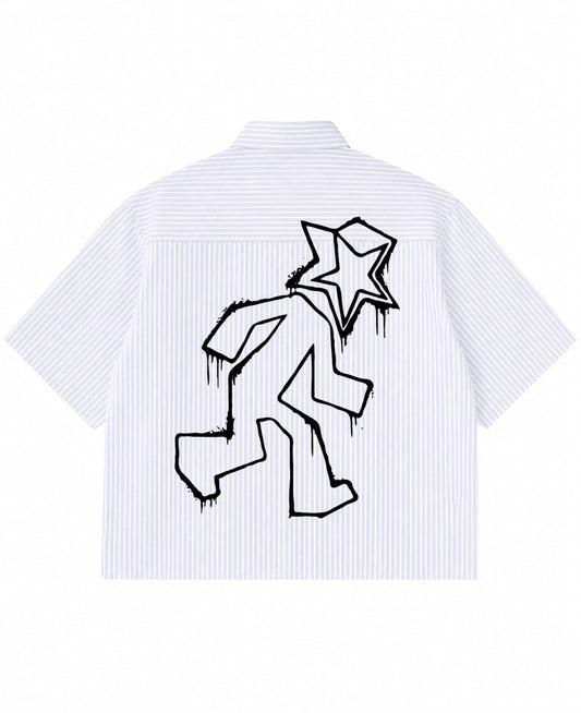 Blue Striped Oxford Boxy Shirt Back Design