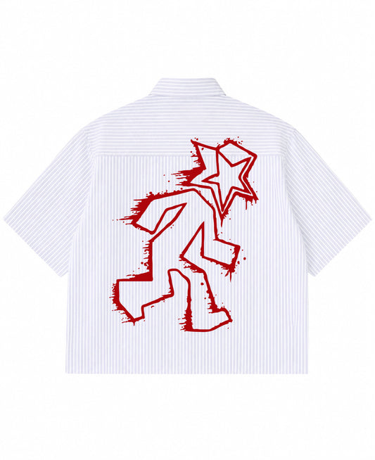 Blue Striped Oxford Boxy Shirt Back Design